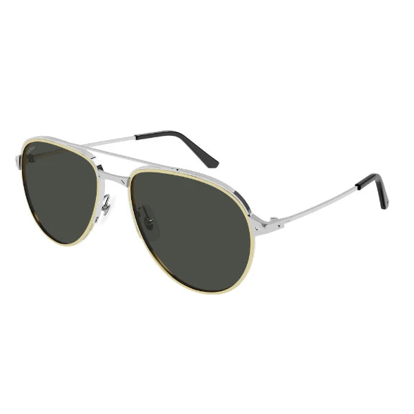 Cartier Santos Silver Green Pilot Sunglasses