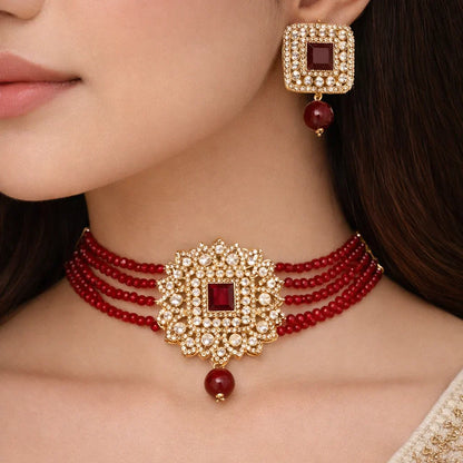 NEELUM Choker Set (Maroon)