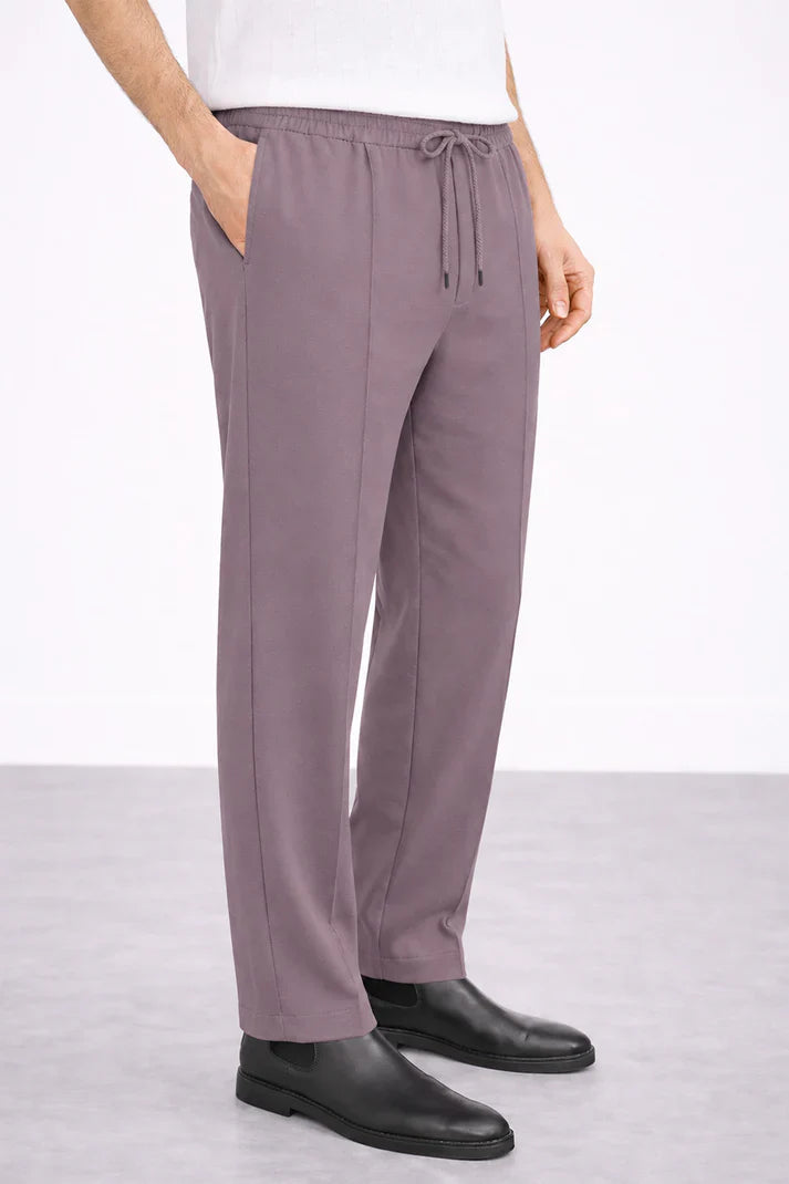 Heather Wine Stapered Knitted Pants