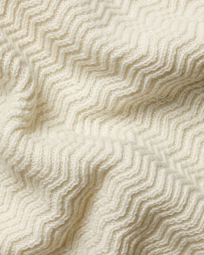 Cream Zig Zag Short Sleeve Knitted Cotton Trophy Neck Velron