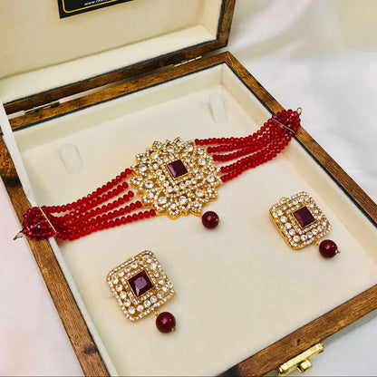 NEELUM Choker Set (Maroon)